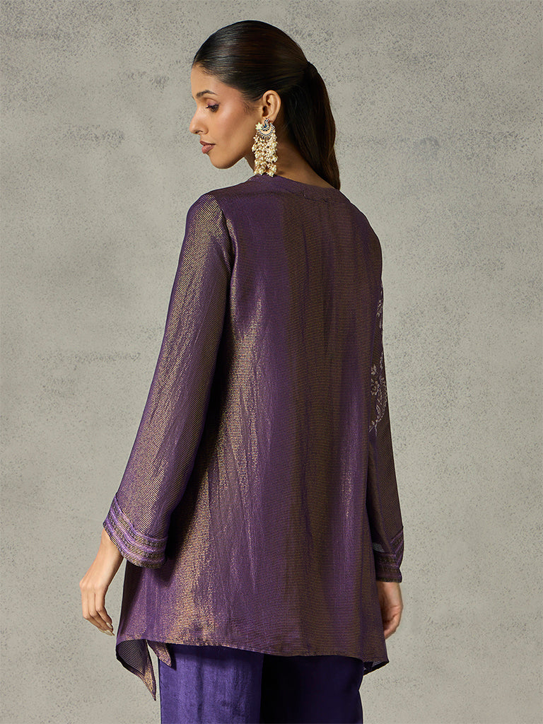 Printed Asymmetric Tunic - Purple