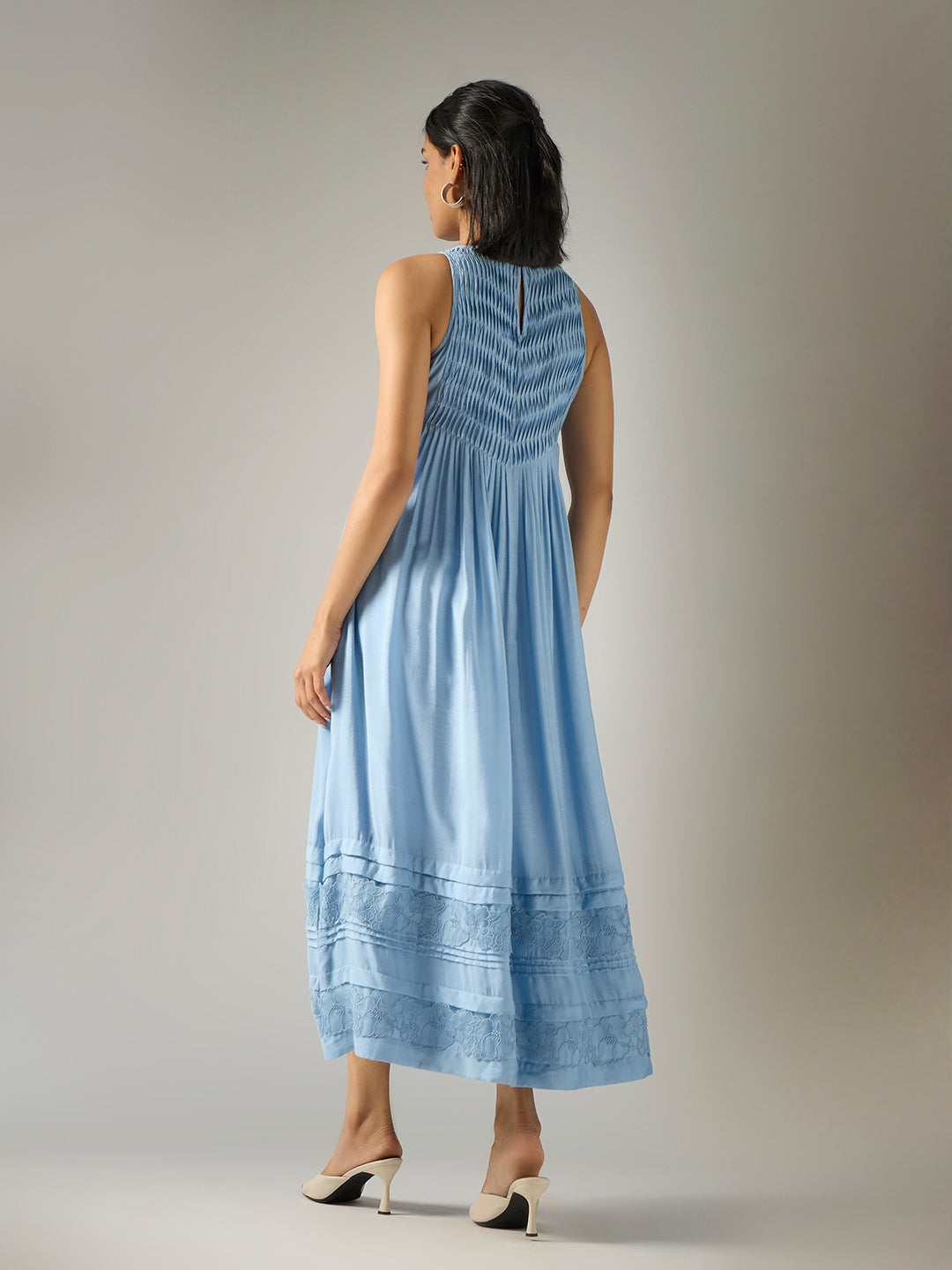 Pintuck Maxi Dress Blue