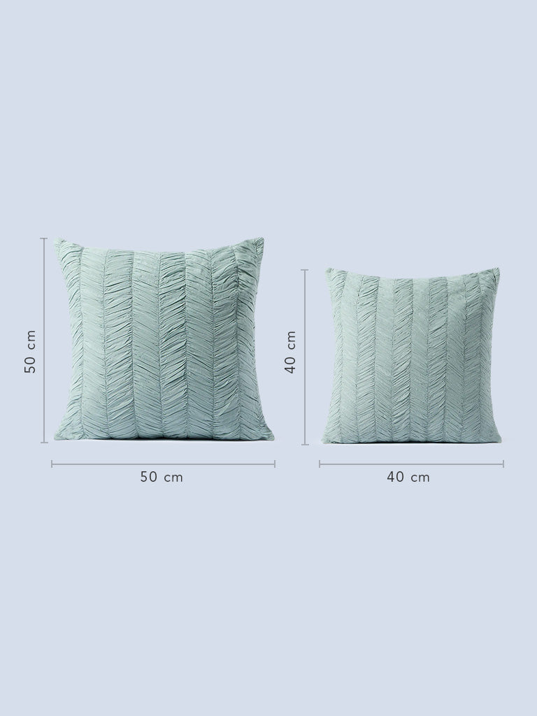 Westside Home Sage Chevron Ruched Cushion Cover