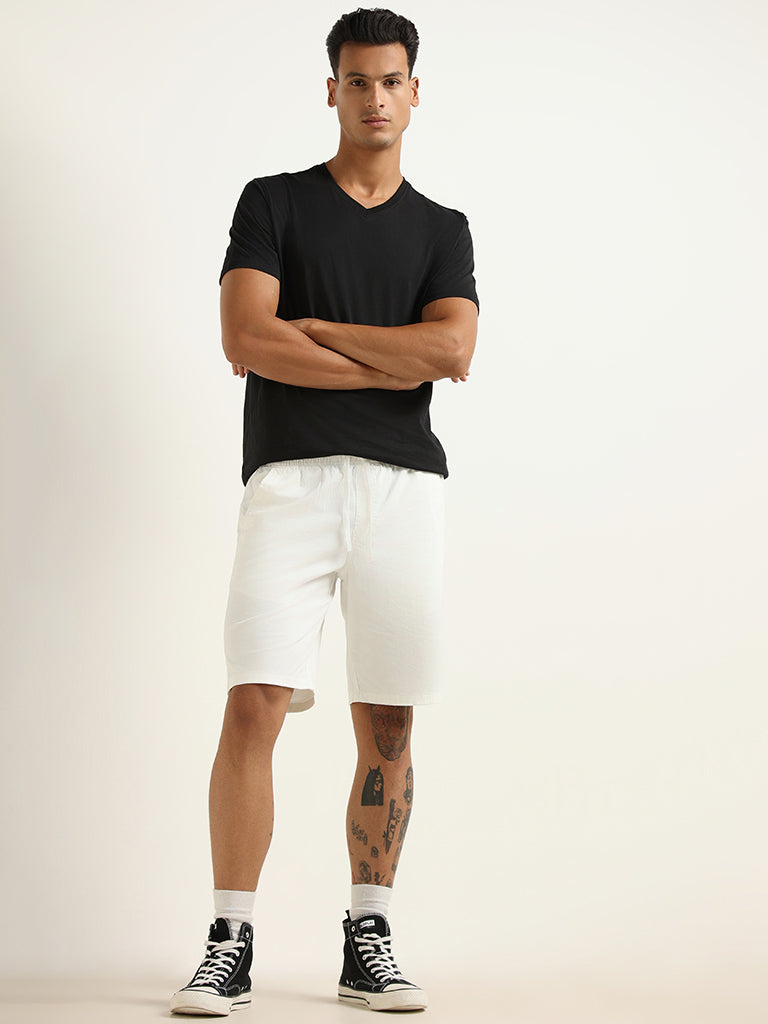 Westside WES Casuals Men's Black Plain Cotton-Blend Relaxed-Fit T-Shirt for Casual Wear Full View