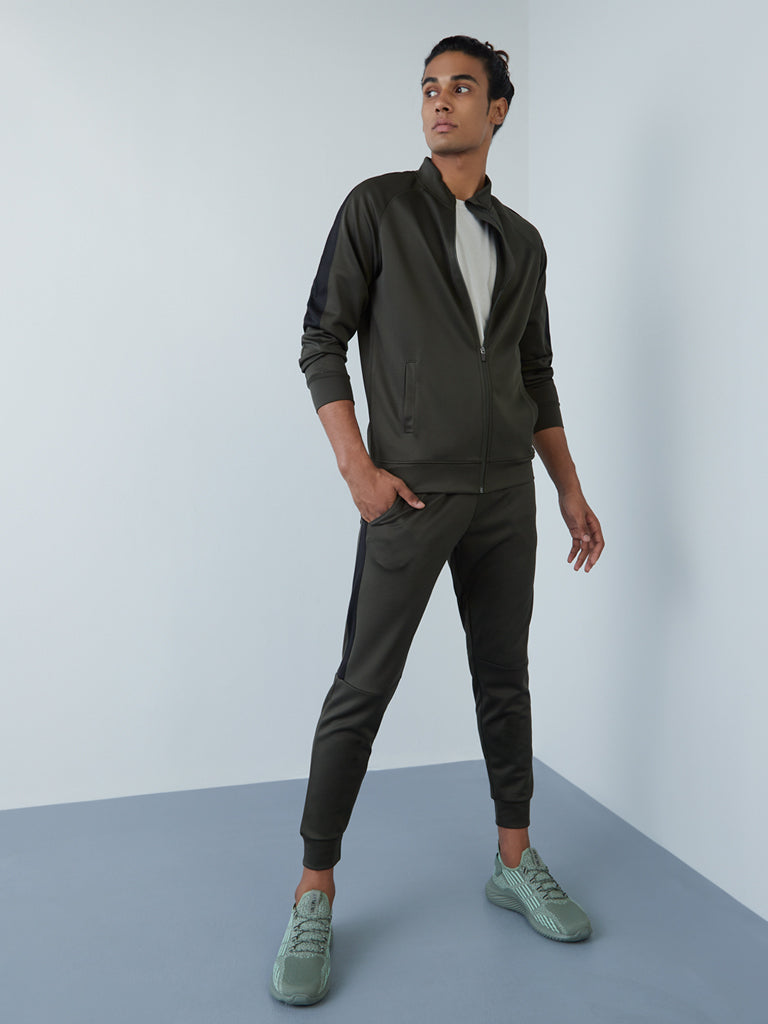 Buy Studiofit Olive Panel-Detailed Slim-Fit Joggers from Westside