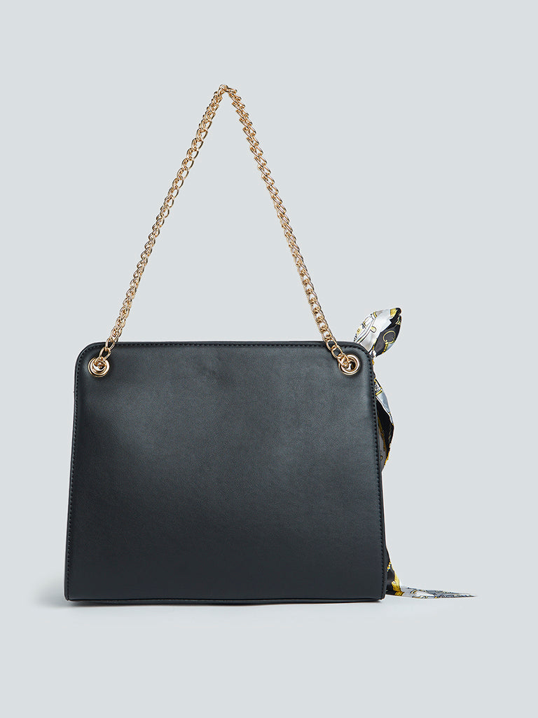 LOV Black Faux-Leather Shoulder Bag