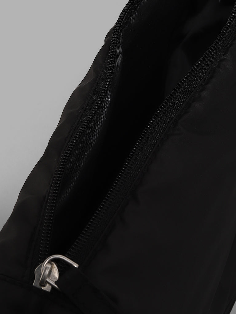 LOV Solid Black Dumpling Cross Body Bag