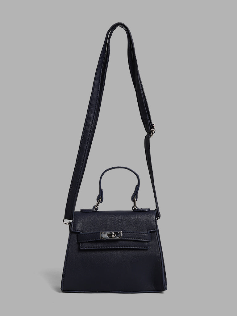 LOV Solid Navy Blue Small Hand Bag