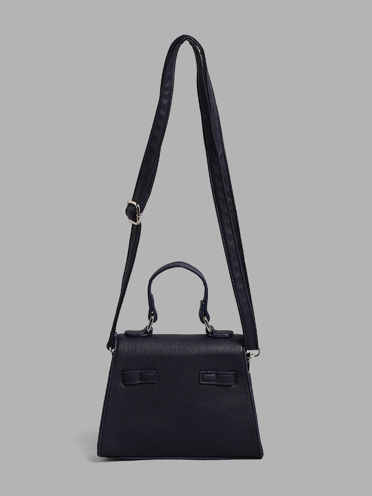 LOV Solid Navy Blue Small Hand Bag