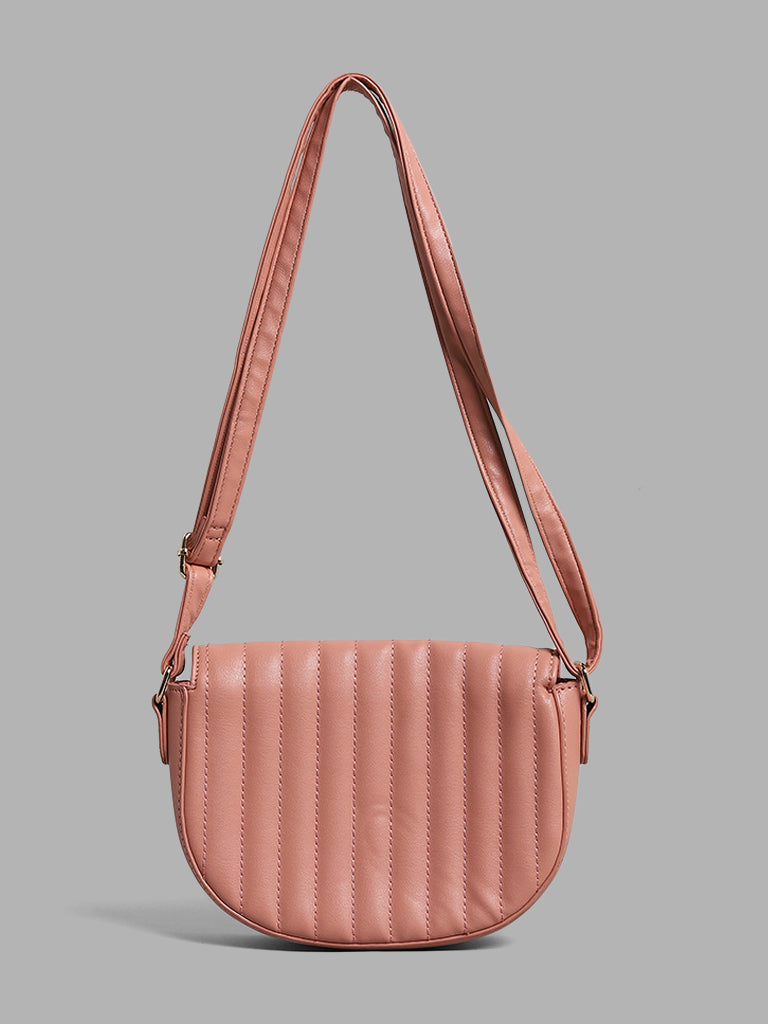 LOV Dusty Pink Quilted Half Moon Sling Bag