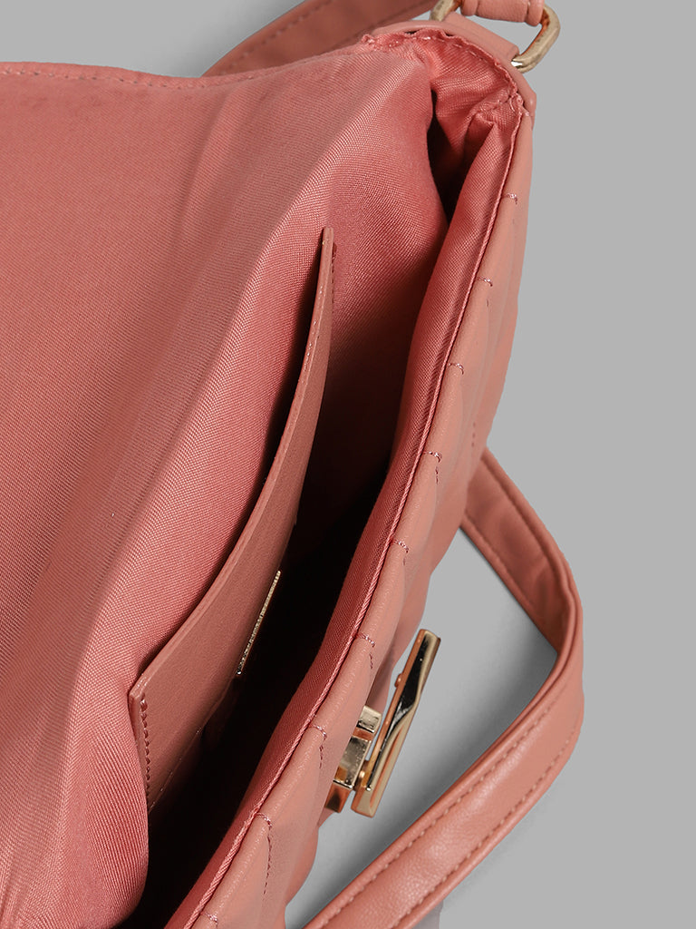 LOV Dusty Pink Quilted Half Moon Sling Bag