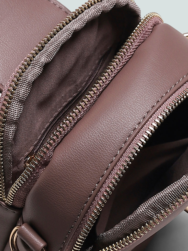 Nuon Solid Dark Taupe Small Shoulder Bag