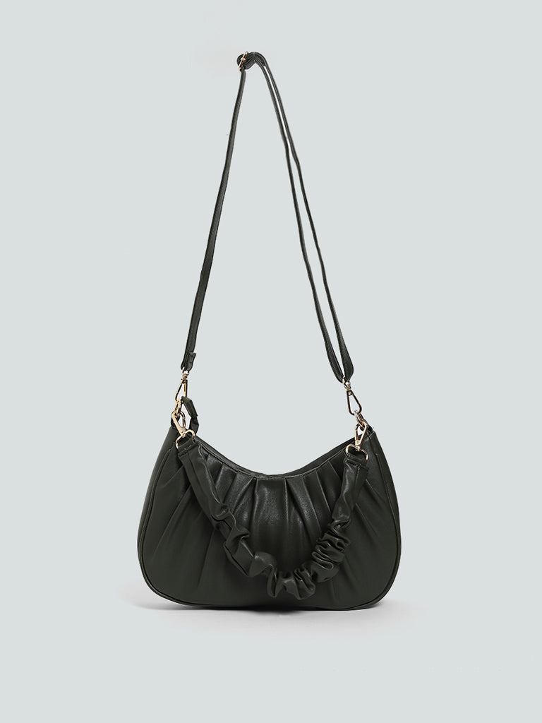 LOV Kristen Soft Wrinkled Olive Green Hobo Bag