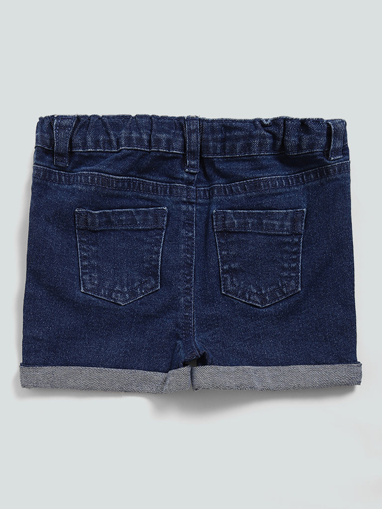 HOP Baby Blue Tractor Printed Shorts