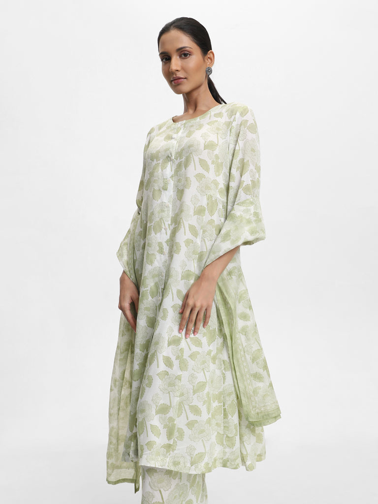 Zuba Printed Green Dupatta