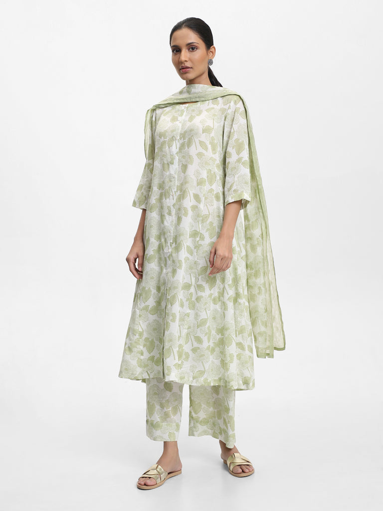 Zuba Printed Green Dupatta