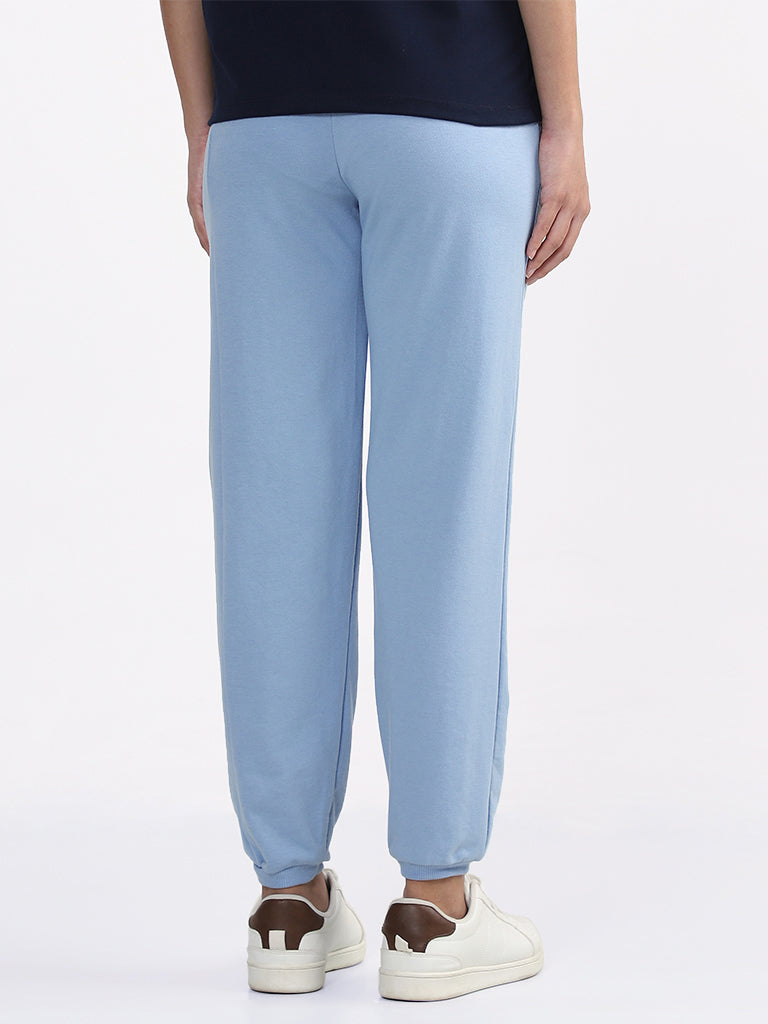 Studiofit Printed Powder-Blue Ankle Length Track Pants