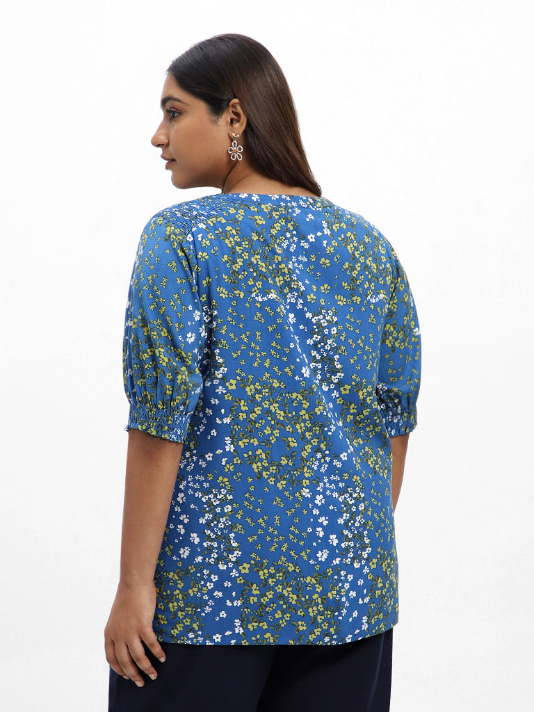 Gia Printed Royal Blue Blouse
