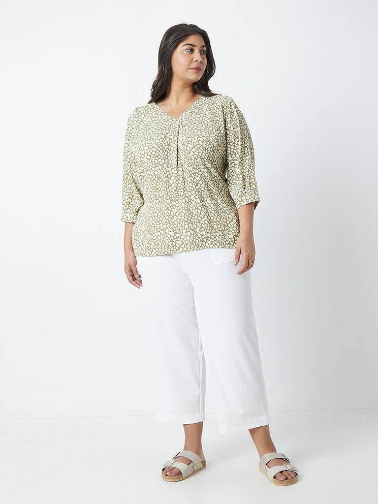 Gia Curves Sage Printed Blouse