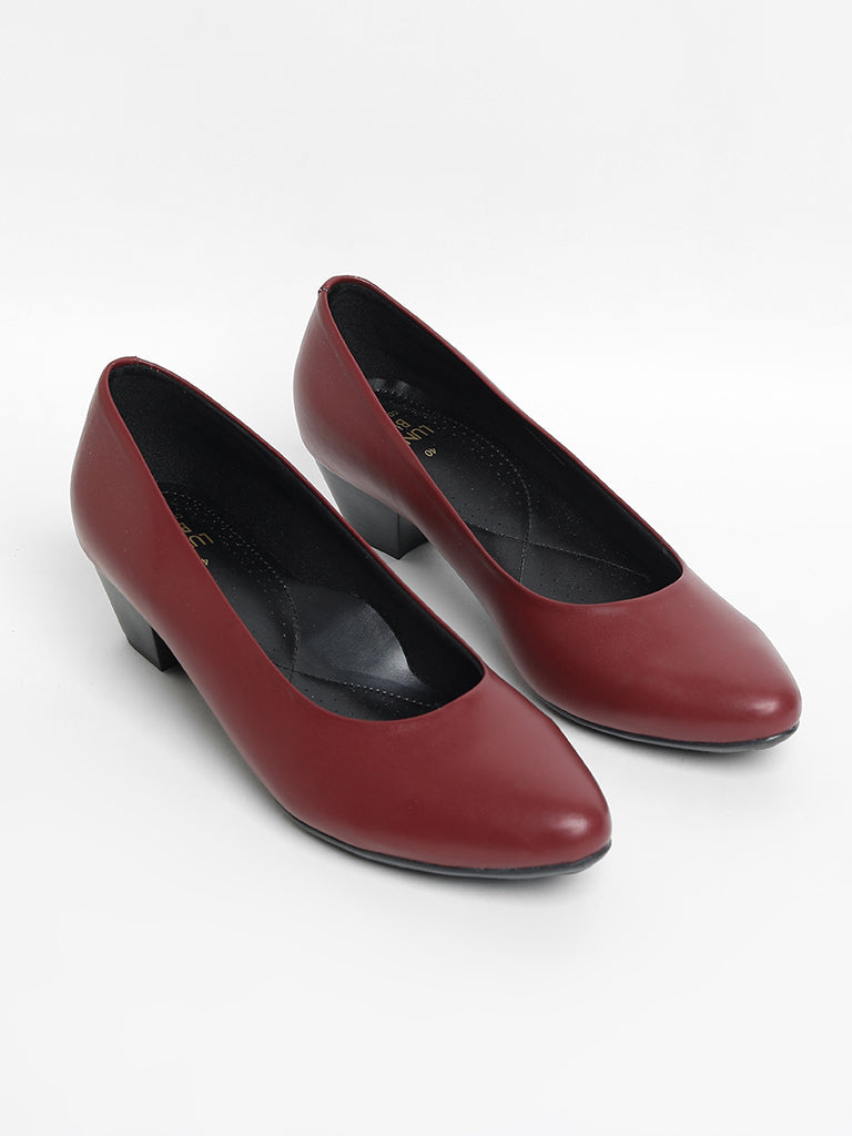 LUNA BLU Maroon Stacked Pump Shoes