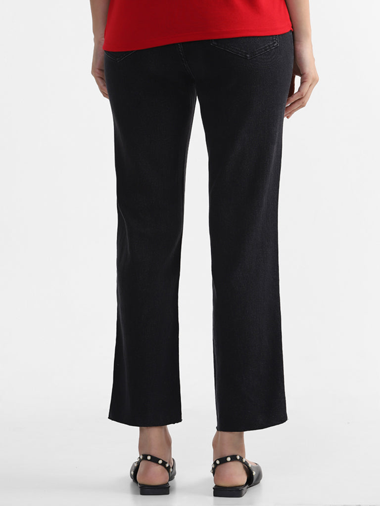 LOV Black Flared Ankle Length Jeans