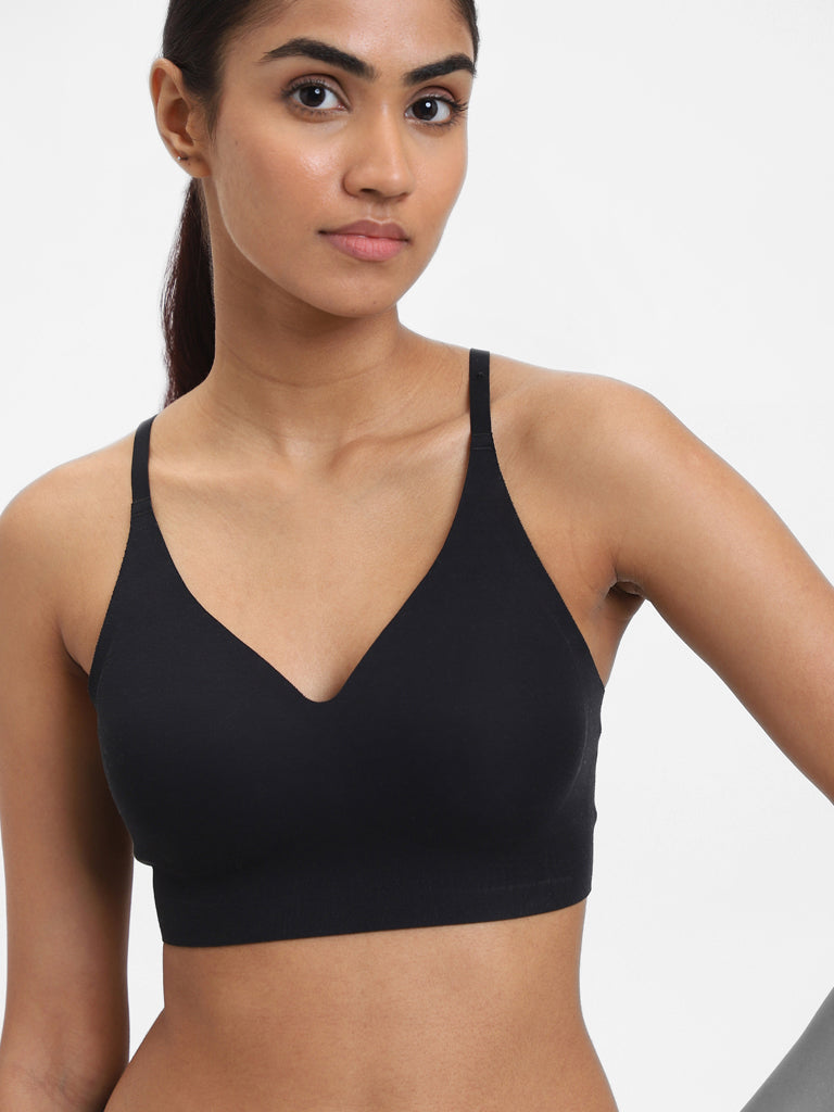 Wunderlove Plain Black Long Line Bra