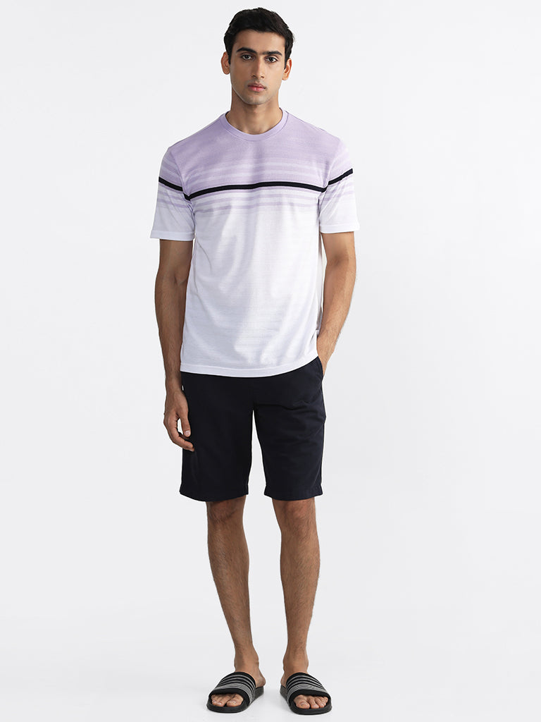 WES Lounge Striped Lilac-Colored Relaxed-Fit T-Shirt