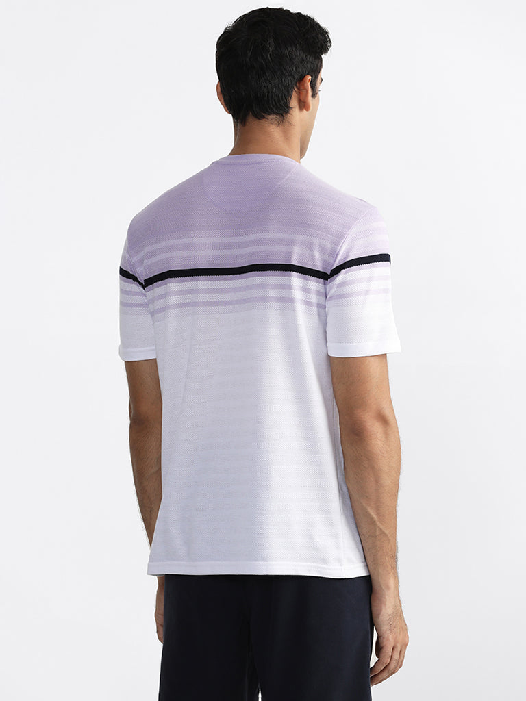 WES Lounge Striped Lilac-Colored Relaxed-Fit T-Shirt
