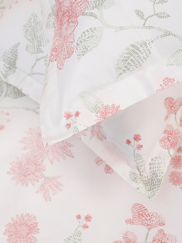 Westside Home Mellow Rose Floral Printed Double Size Bed Flat Sheet With Pillowcase Set