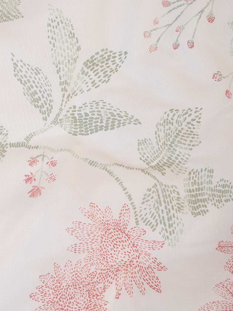 Westside Home Mellow Rose Floral Printed Double Size Bed Flat Sheet With Pillowcase Set