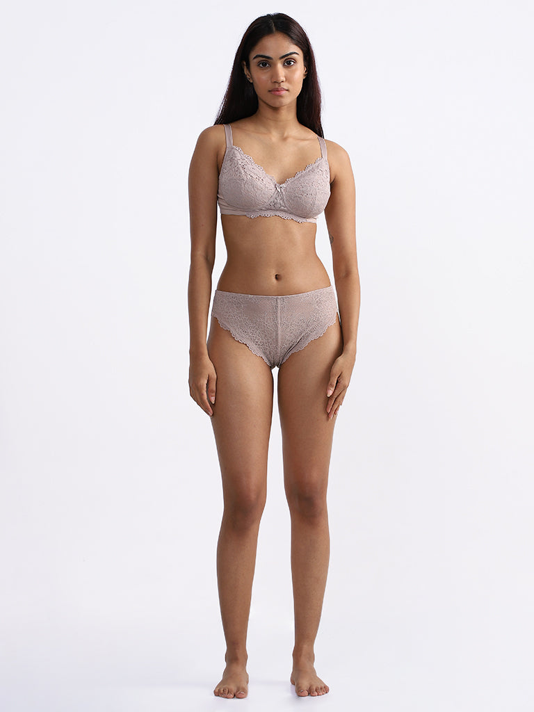 Wunderlove Lace Light Beige Brazilian Brief