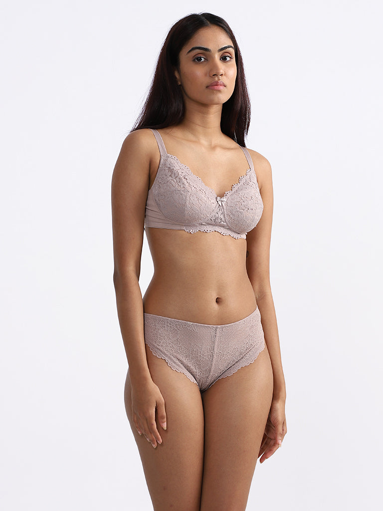 Wunderlove Lace Light Beige Brazilian Brief