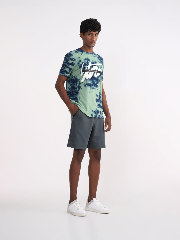 Studiofit Solid Teal Relaxed Fit Shorts