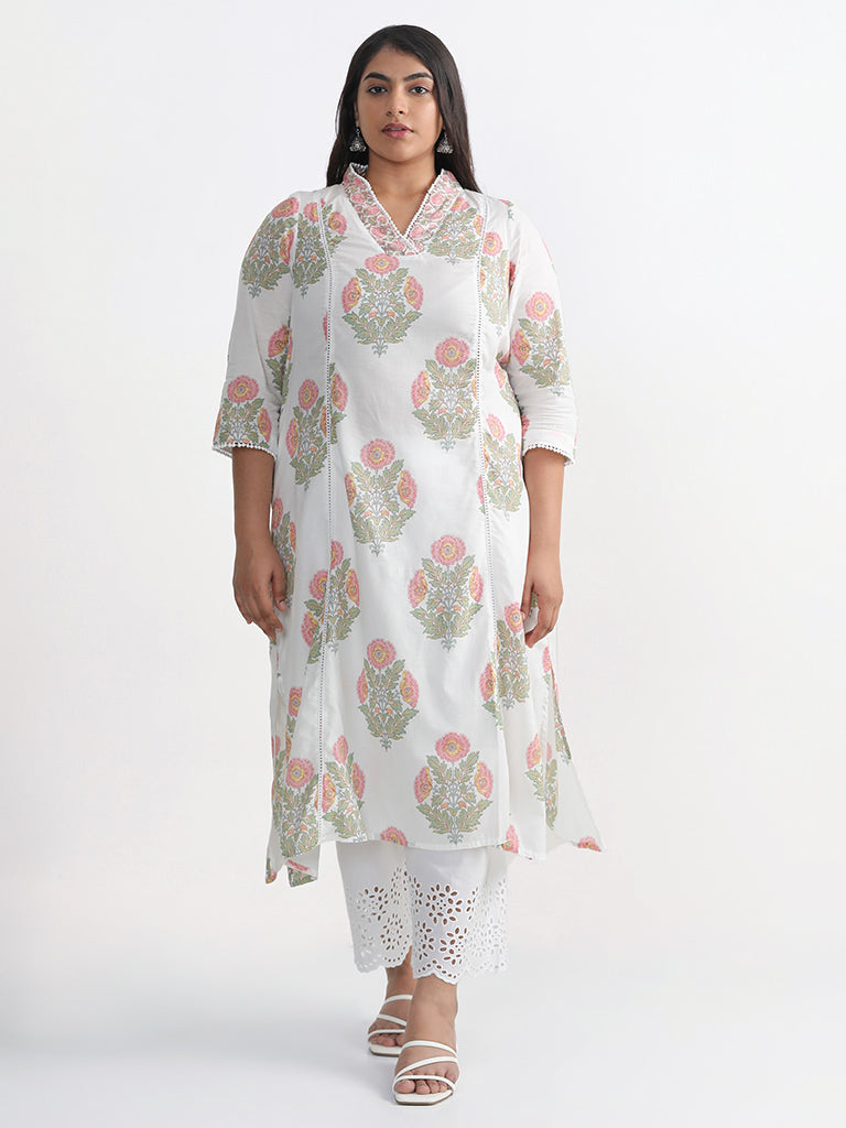 Diza Off-White Peachbuta Printed Kurta