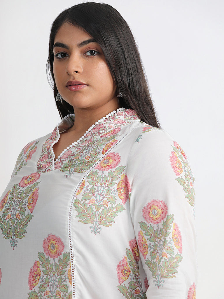 Diza Off-White Peachbuta Printed Kurta