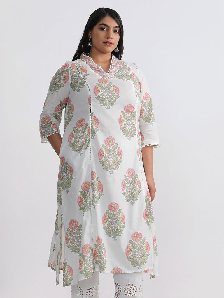 Diza Off-White Peachbuta Printed Kurta