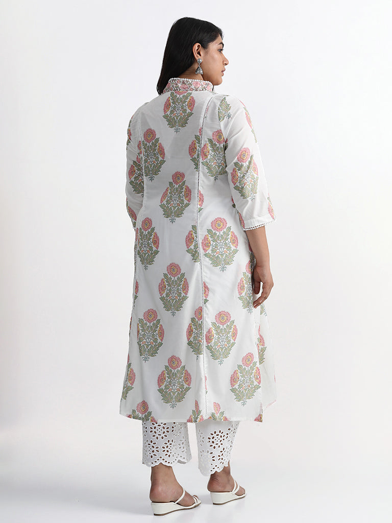 Diza Off-White Peachbuta Printed Kurta