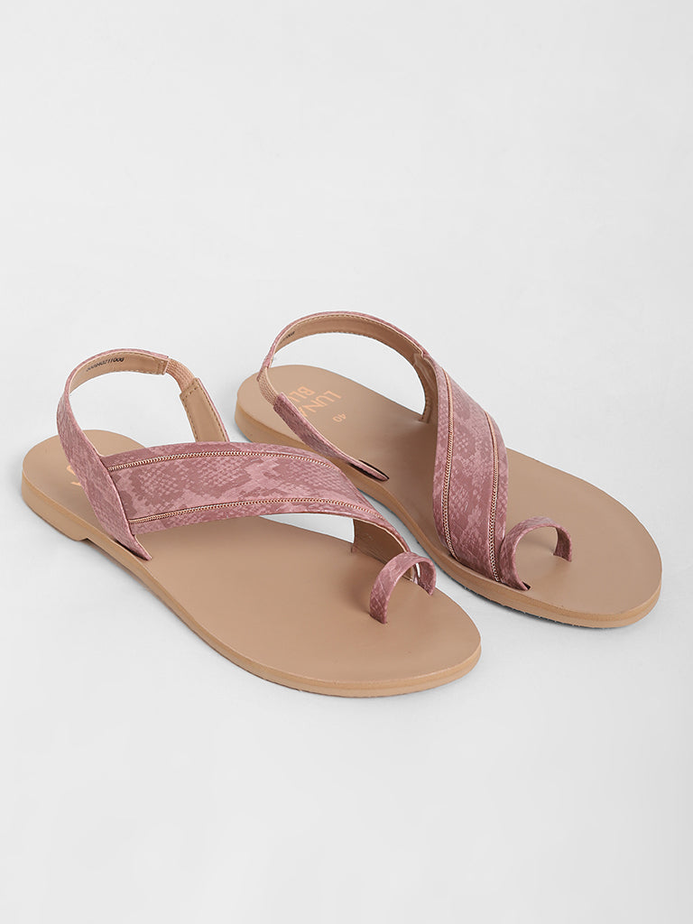LUNA BLU Pink Big Band Toe Ring Sandals