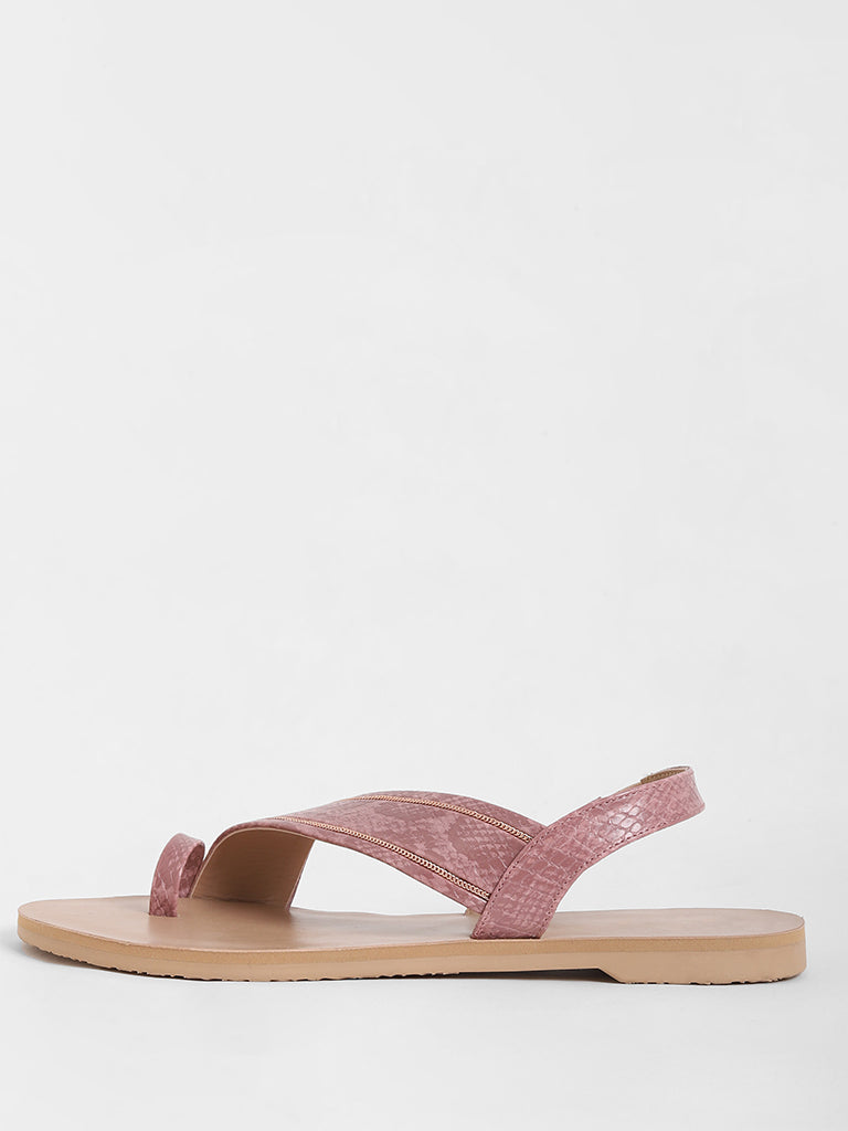LUNA BLU Pink Big Band Toe Ring Sandals
