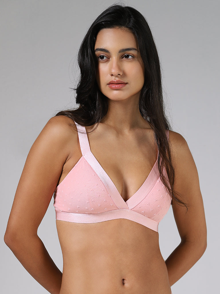 Superstar Flock Heart Printed Putty Pink Bra