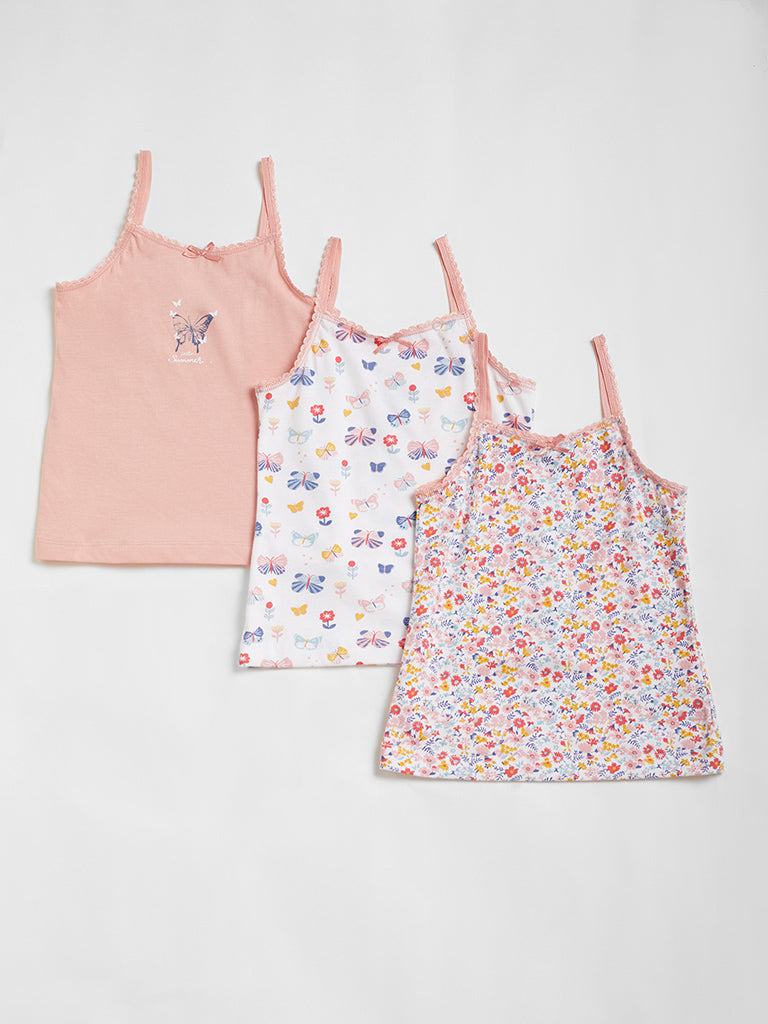 HOP Kids Printed Multi-Colored Camisole - Pack of 3