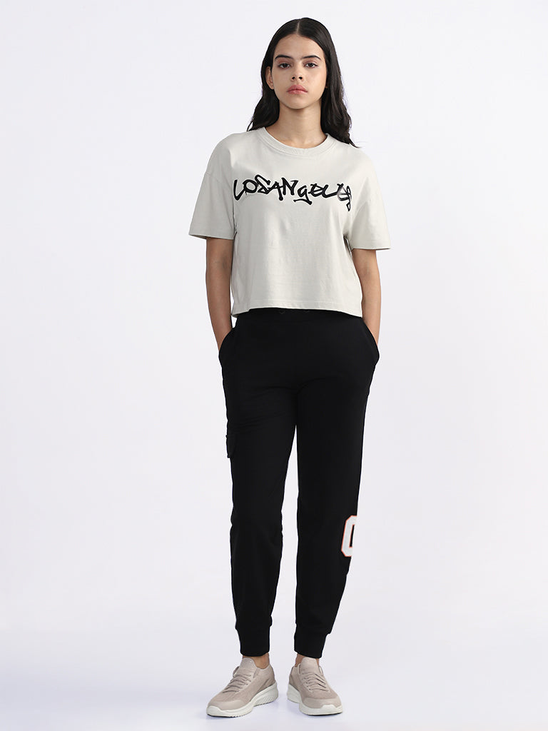 Studiofit Printed Black Ankle Length Joggers