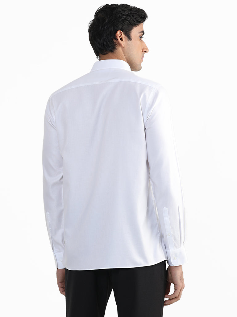 WES Formals Plain White Slim Fit Shirt