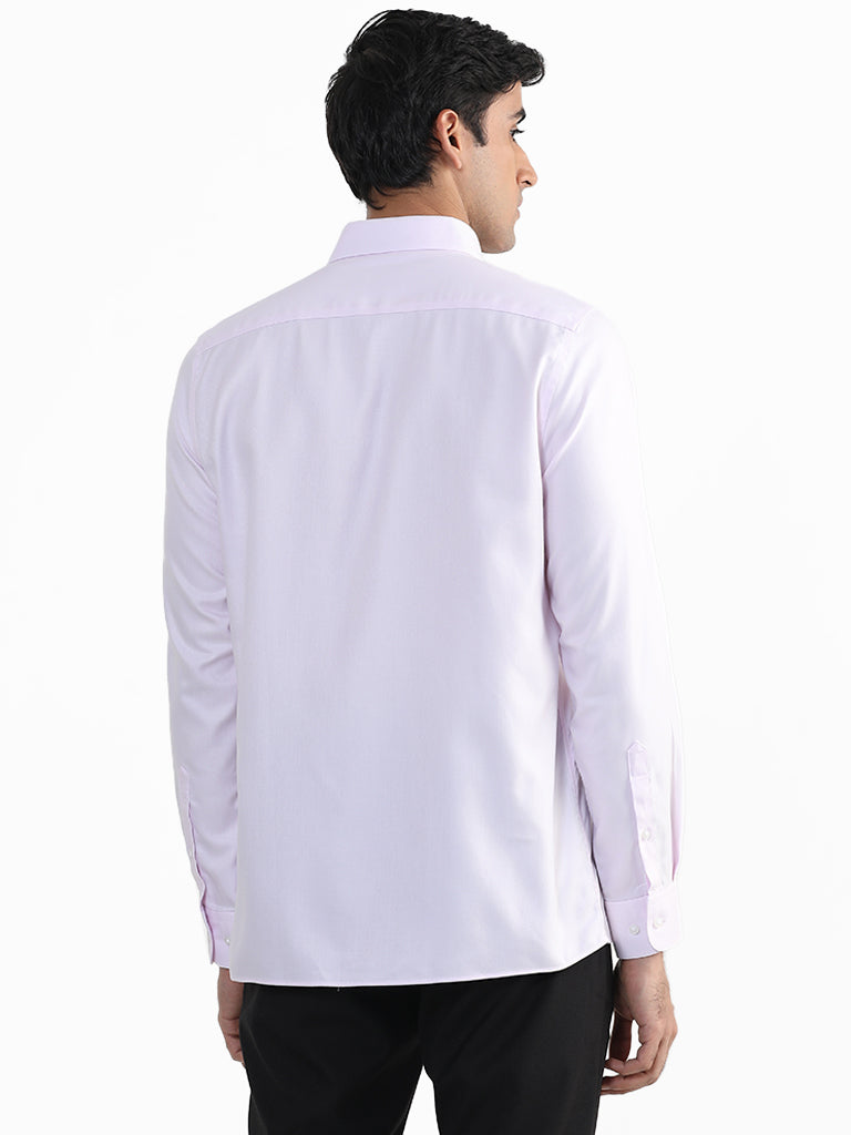 WES Formals Plain Pink Slim Fit Shirt