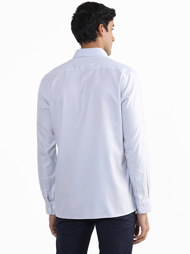 WES Formals Plain Grey Slim Fit Shirt