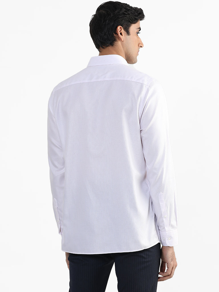 WES Formals Striped Pink Slim Fit Shirt