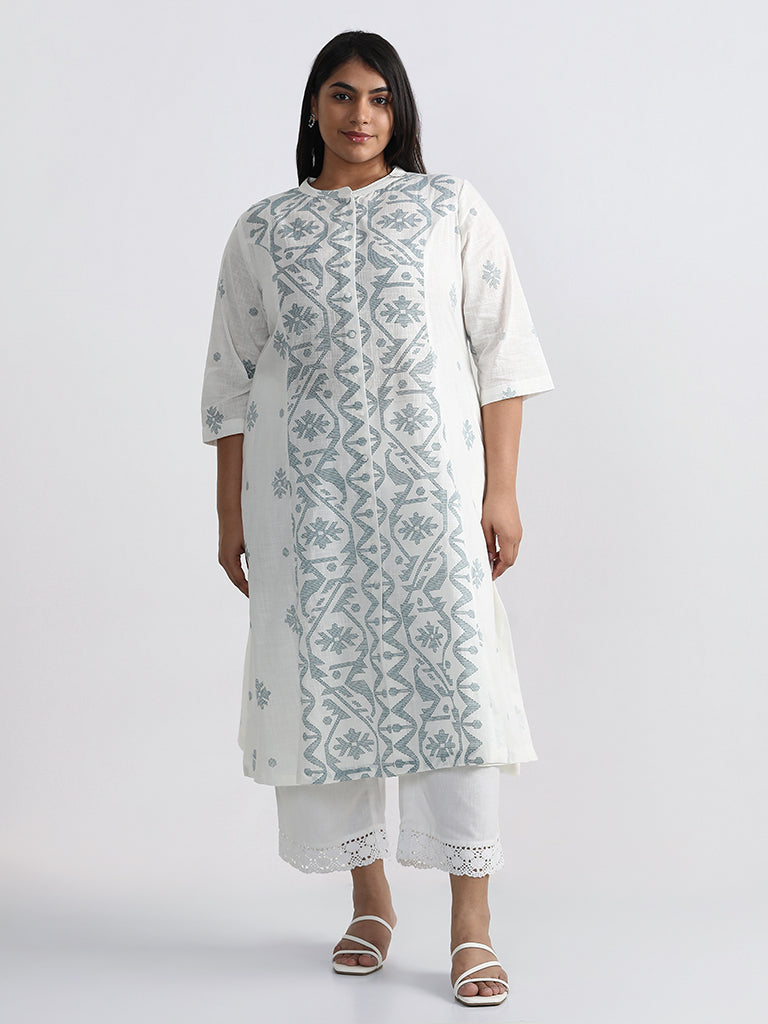 Diza Printed White Straight Kurta