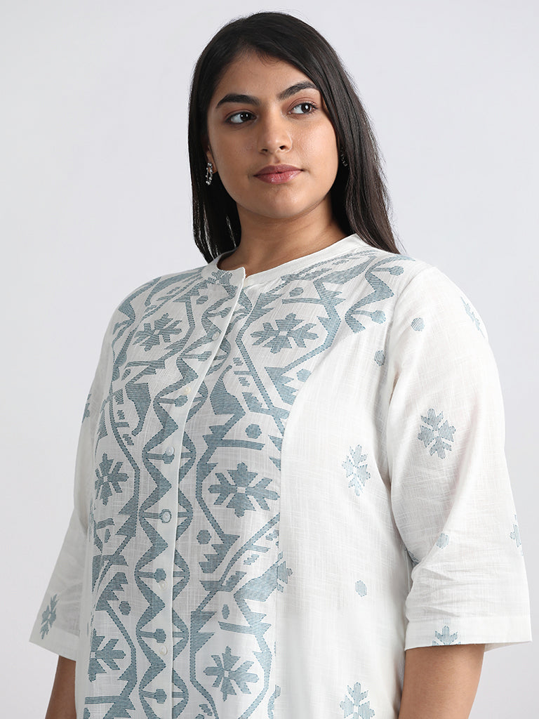 Diza Printed White Straight Kurta
