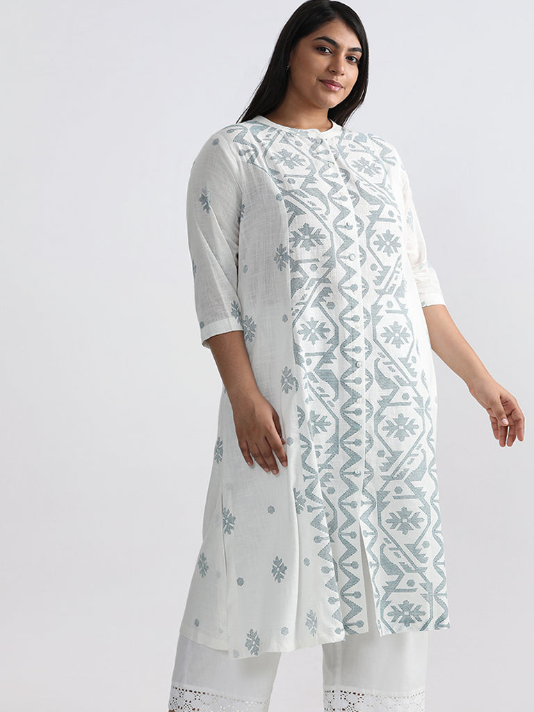 Diza Printed White Straight Kurta