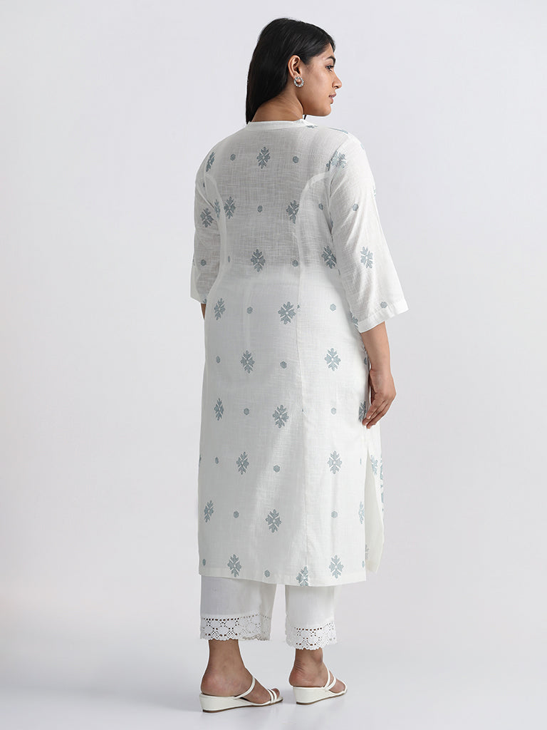 Diza Printed White Straight Kurta