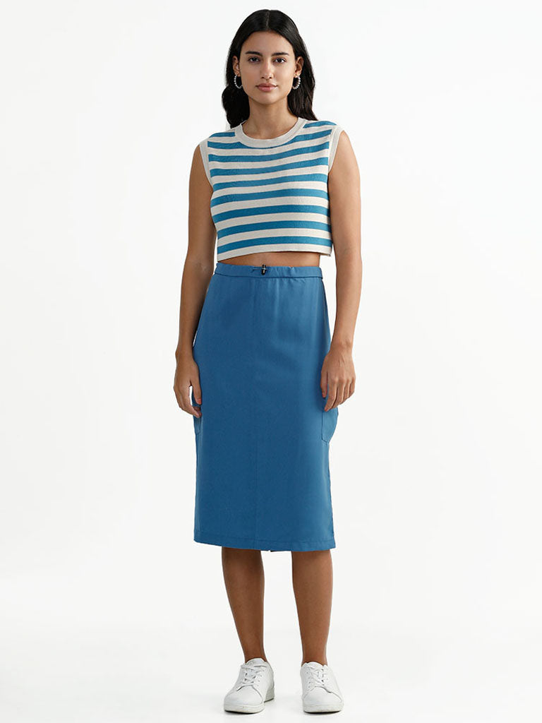 Nuon Plain Teal Straight Skirts