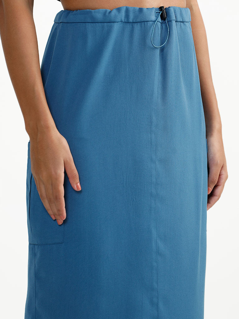 Nuon Plain Teal Straight Skirts
