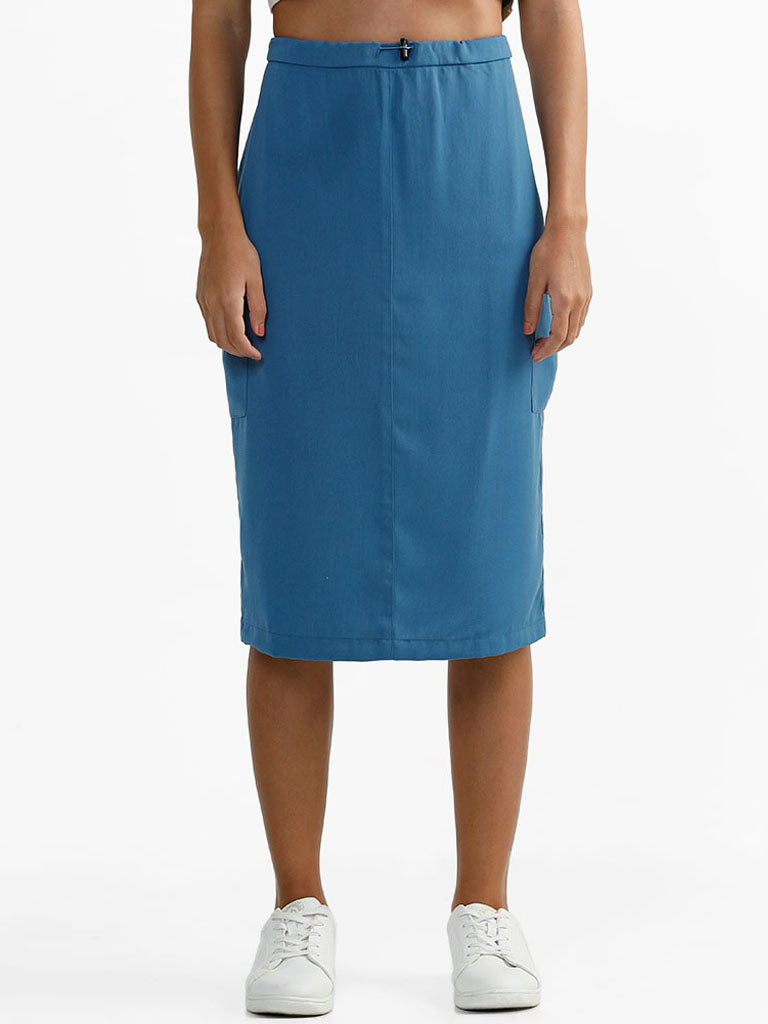 Nuon Plain Teal Straight Skirts