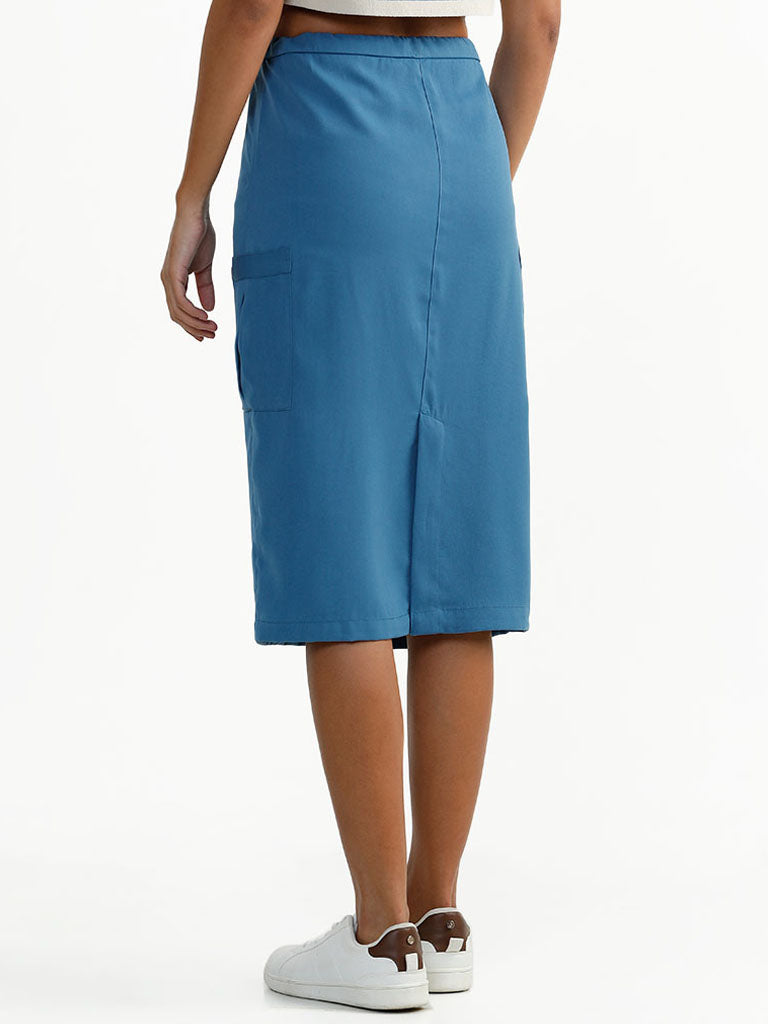 Nuon Plain Teal Straight Skirts